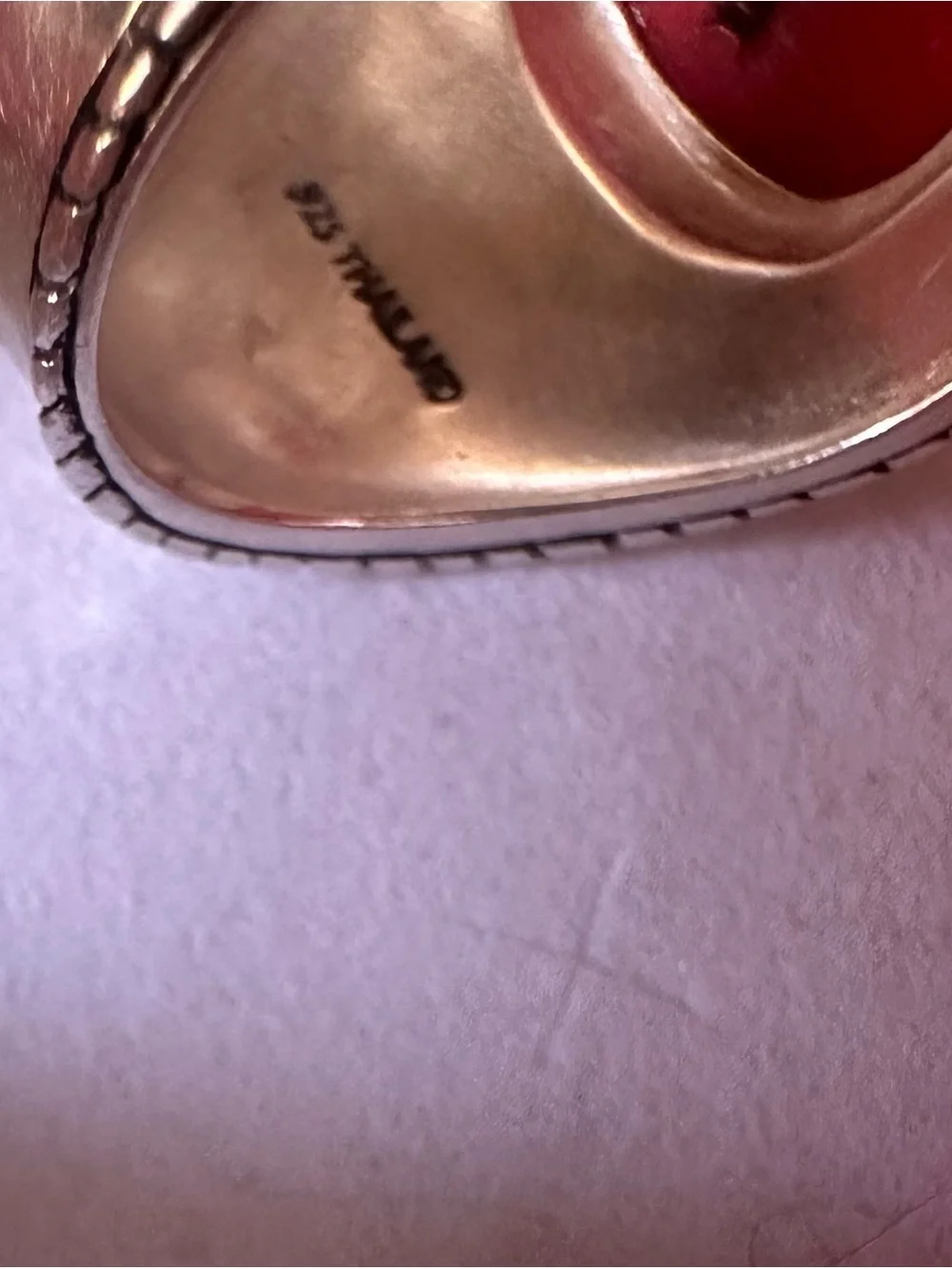 Silpada Sterling Silver  925  with Red coral The Samba  ring size 6 1/2